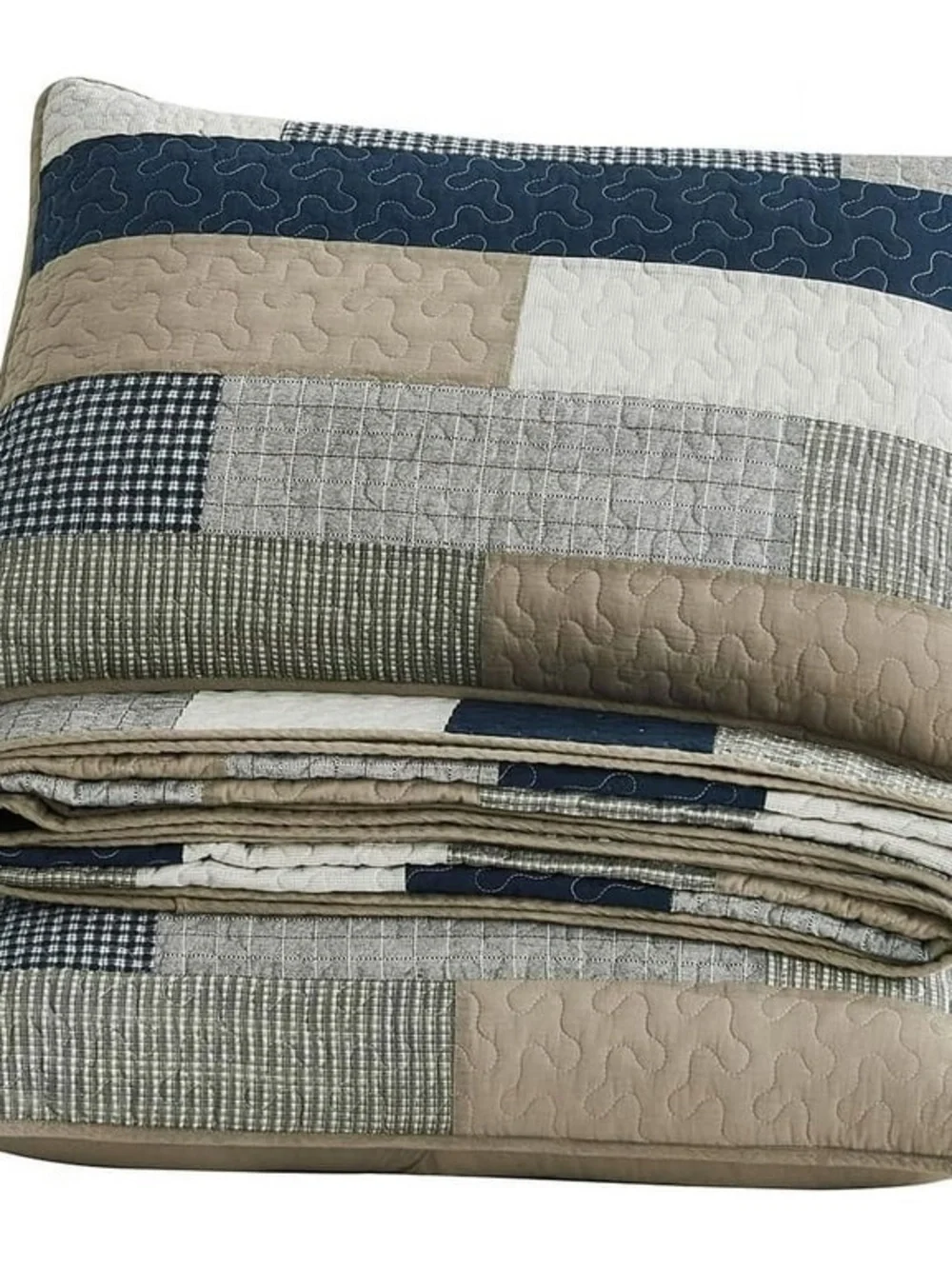 Quilted Patchwork Queen 3 piece Bedspread Set 100% cotton